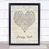 Tom Waitts Jersey Girl Script Heart Song Lyric Print