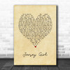 Tom Waitts Jersey Girl Vintage Heart Song Lyric Print