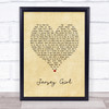 Tom Waitts Jersey Girl Vintage Heart Song Lyric Print