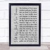 Tony Bennett I Left My Heart In San Francisco Grey Rustic Script Song Lyric Print