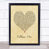 Uncle Kracker Follow Me Vintage Heart Song Lyric Print