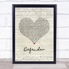 UPPERROOM Defender Script Heart Song Lyric Print