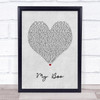 Usher My Boo Grey Heart Song Lyric Print