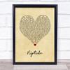 Vance Joy Riptide Vintage Heart Song Lyric Print