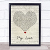 Westlife My Love Script Heart Song Lyric Print
