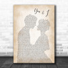 John Legend You & I Song Lyric Man Lady Bride Groom Wedding Music Wall Art Print