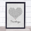 Womack & Womack Teardrops Grey Heart Song Lyric Print