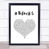 Wrabel 11 Blocks White Heart Song Lyric Print