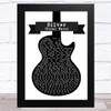 Echo & the Bunnymen Silver (Tidal Wave) Black & White Guitar Song Lyric Music Art Print