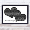 Eric Clapton Wonderful Tonight Landscape Black & White Two Hearts Song Lyric Music Art Print