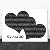 Dave Matthews Band You And Me Landscape Black & White Two Hearts Song Lyric Music Art Print