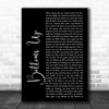 Nickelback Bottoms Up Black Script Song Lyric Music Art Print