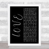 Nat King Cole L-O-V-E Black Script Song Lyric Music Art Print