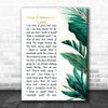 Louis Armstrong What A Wonderful World Gold Green Botanical Leaves Side Script Song Lyric Music Art Print