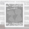 Brad Paisley She's Everything Grey Burlap & Lace Song Lyric Music Art Print