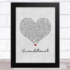 Picture This Unconditional Grey Heart Song Lyric Music Art Print