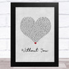 My Darkest Days Without You Grey Heart Song Lyric Music Art Print
