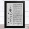 The Clash London Calling Grey Rustic Script Song Lyric Music Art Print