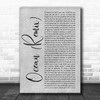 KAROL G & Jessie Reyez Ocean (Remix) Grey Rustic Script Song Lyric Music Art Print