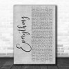 Jaden Smith Everything Grey Rustic Script Song Lyric Music Art Print