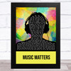 Faithless Music Matters Multicolour Man Headphones Song Lyric Music Art Print