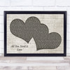 The Beatles All You Need Is Love Landscape Music Script Two Hearts Song Lyric Music Art Print