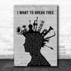 Queen I Want To Break Free Musical Instrument Mohawk Song Lyric Music Art Print