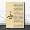 Lenny Kravitz Again Rustic Script Song Lyric Music Art Print