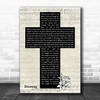 Chris Young Drowning Music Script Christian Memorial Cross Song Lyric Music Art Print