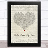 Ella Henderson Take Care Of You Script Heart Song Lyric Music Art Print