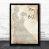 Oasis Song Bird Man Lady Dancing Song Lyric Music Wall Art Print