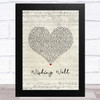 Juice WRLD Wishing Well Script Heart Song Lyric Music Art Print