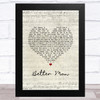 Robbie Williams Better Man Script Heart Song Lyric Music Art Print