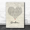 Trisha Yearwood Broken Script Heart Song Lyric Music Art Print
