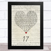 M.K. 17 Script Heart Song Lyric Music Art Print