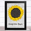 UB40 Kingston Town Grey Script Sunflower Song Lyric Music Art Print