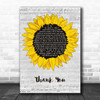 Led Zeppelin Thank You Grey Script Sunflower Song Lyric Music Art Print