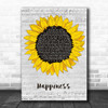 Rex Orange County Happiness Grey Script Sunflower Song Lyric Music Art Print