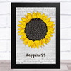 Rex Orange County Happiness Grey Script Sunflower Song Lyric Music Art Print