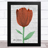 Oasis She's Electric Grey Script Watercolour Tulip Song Lyric Music Art Print