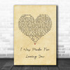 Kristel Fulgar I Was Made For Loving You Vintage Heart Song Lyric Music Art Print