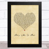 Taio Cruz She's Like A Star Vintage Heart Song Lyric Music Art Print