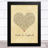 The Shires Made In England Vintage Heart Song Lyric Music Art Print