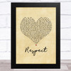 Aretha Franklin Respect Vintage Heart Song Lyric Music Art Print