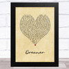 Living Joy Dreamer Vintage Heart Song Lyric Music Art Print