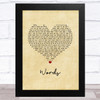 Boyzone Words Vintage Heart Song Lyric Music Art Print