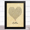 Mohombi Hello Vintage Heart Song Lyric Music Art Print