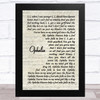 The Lumineers Ophelia Vintage Script Song Lyric Music Art Print