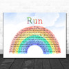 Snow Patrol Run Watercolour Rainbow & Clouds Song Lyric Music Art Print