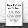 Matt Monro From Russia with Love White Heart Song Lyric Music Art Print